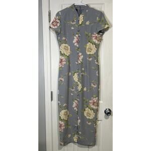 Vtg 80s 90s IZ California Floral Button Front Midi Dress Size 5 USA Made